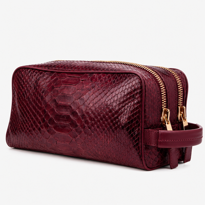 The Belluno Burgundy Python Leather Men’s Essentials Bag