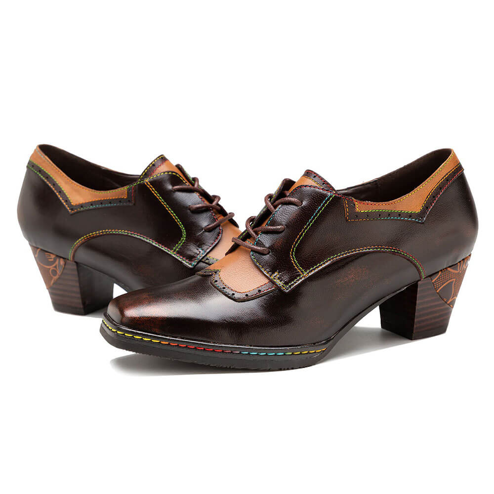 Vintage Elegant Square Toe Leather Shoes – product view 6