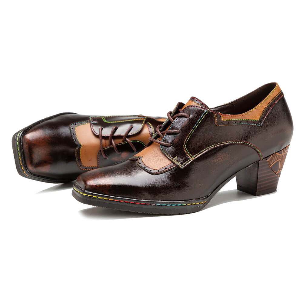 Vintage Elegant Square Toe Leather Shoes – product view 7