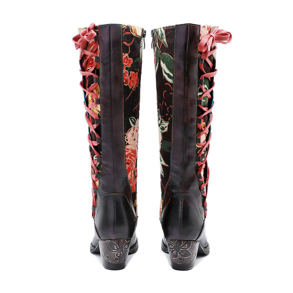 Leather Handmade Embossed Adjustable Boots – product view 8