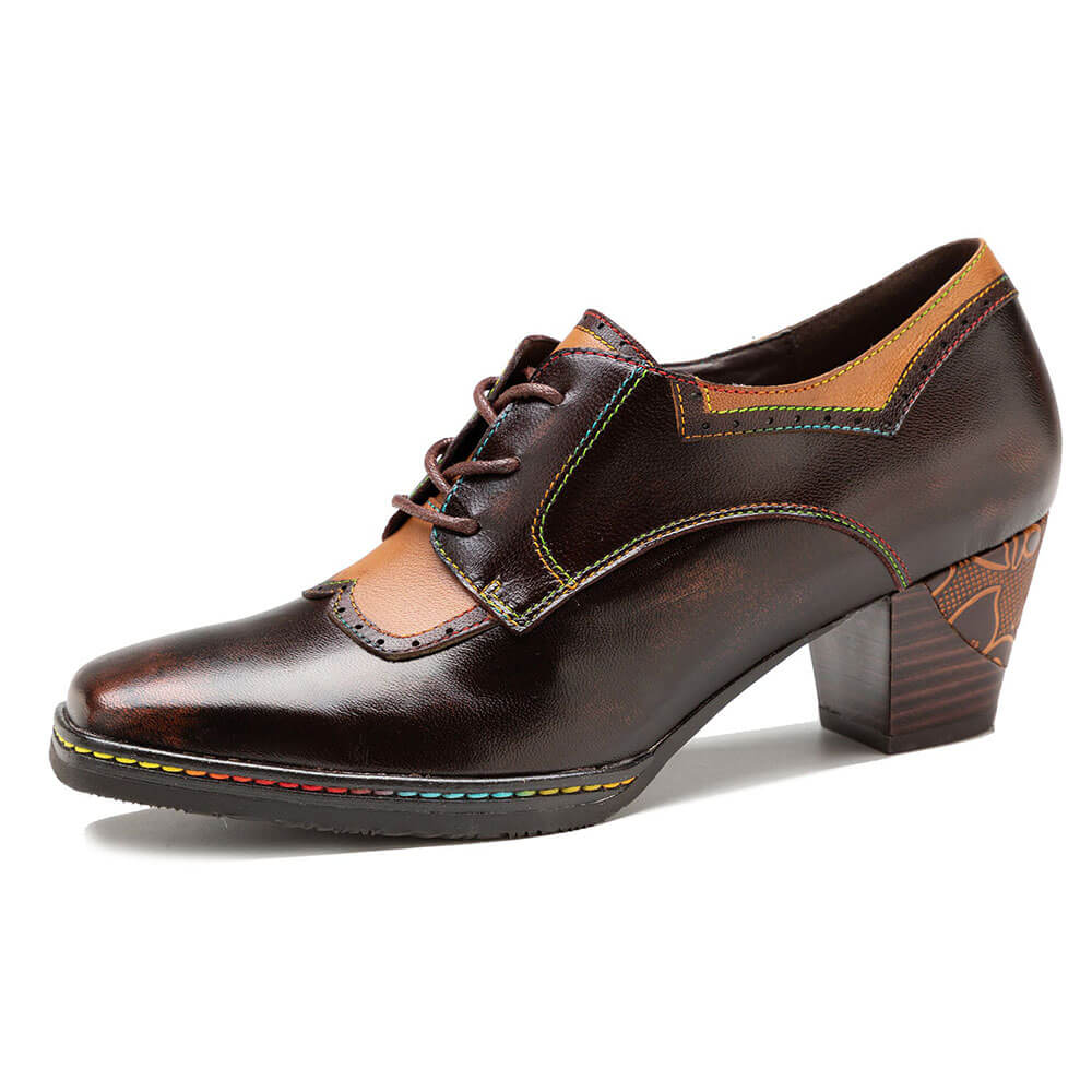 Vintage Elegant Square Toe Leather Shoes – product view 11