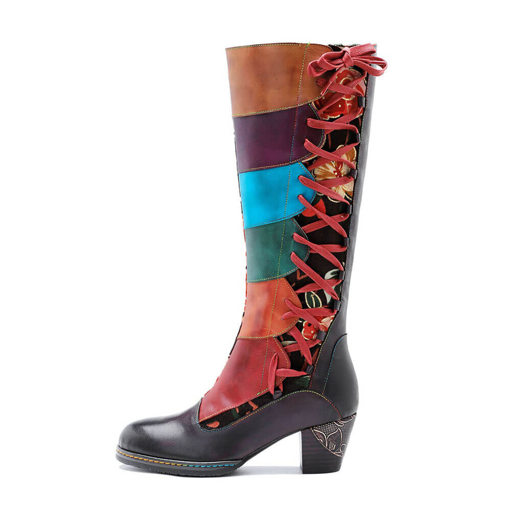 Leather Handmade Embossed Adjustable Boots – product view 10