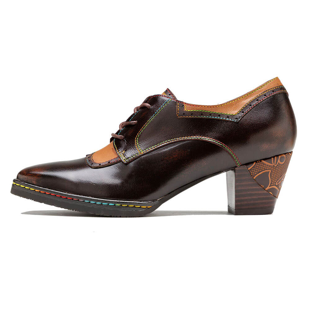 Vintage Elegant Square Toe Leather Shoes – product view 12