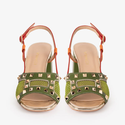The Linea Green Leather Women Slingback Sandal