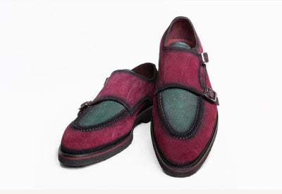 C Collection Suede Monkstrap Shoe - Red