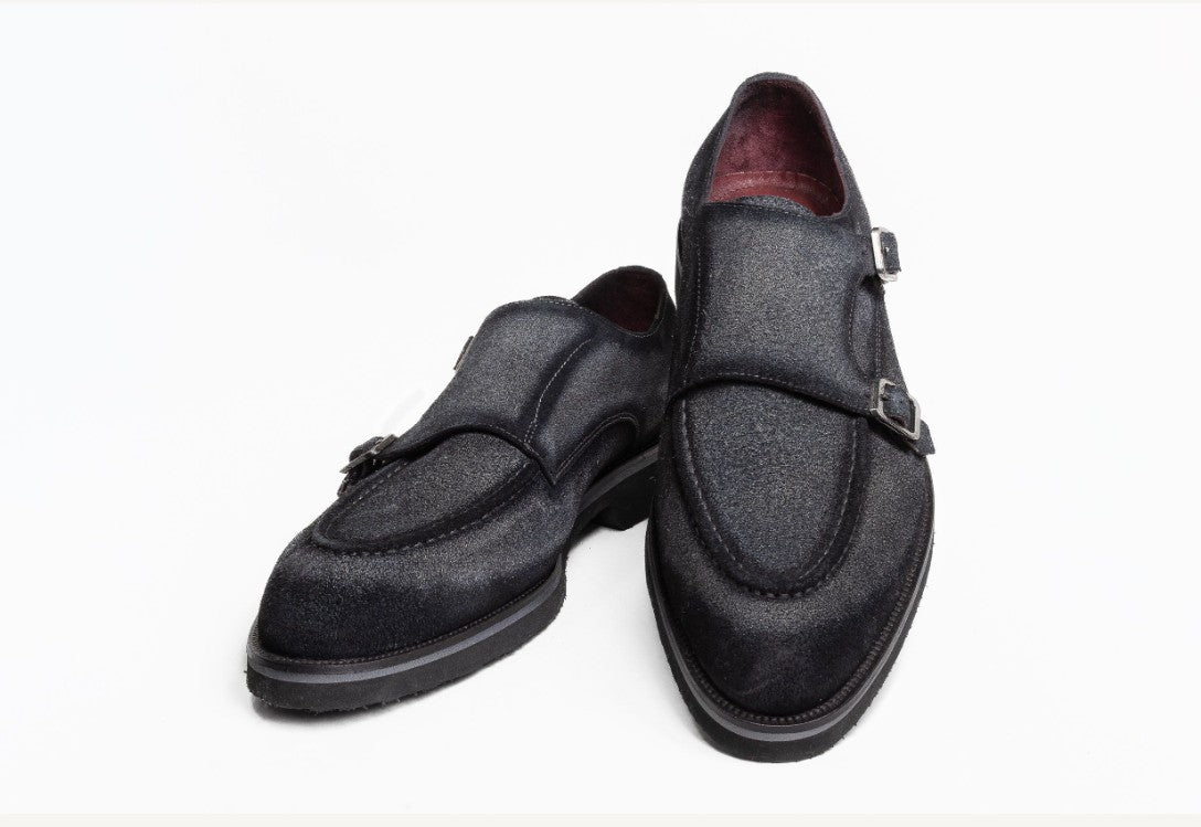 C&E Fashions  C Collection Suede Monkstrap Shoe - Grey – product view 1