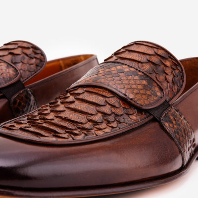 The Dorian Tan Python & Baby Buffalo Leather Loafer Men Shoe