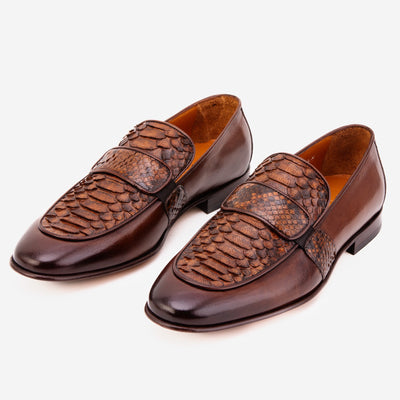 The Dorian Tan Python & Baby Buffalo Leather Loafer Men Shoe