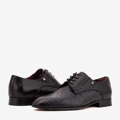 The Porto Alegre Black Leather Derby Men Shoe