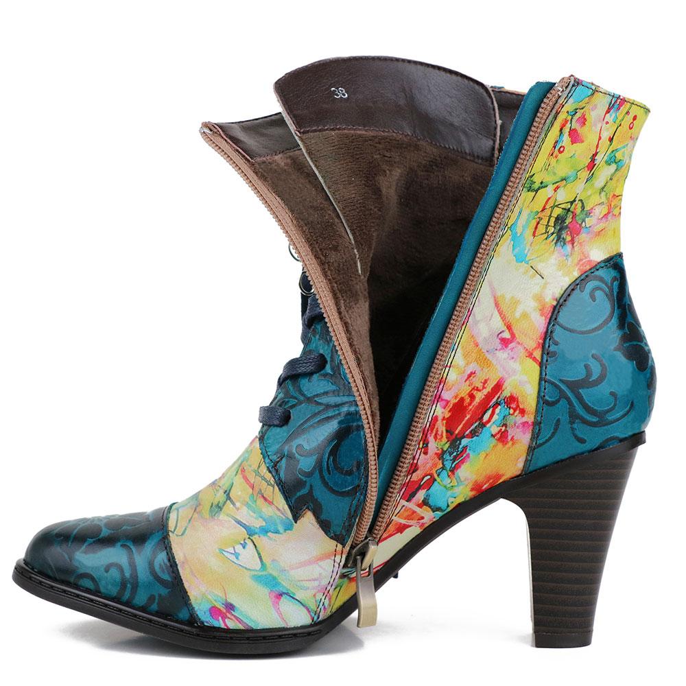 Retro Hand painted Leather Boots – product view 7