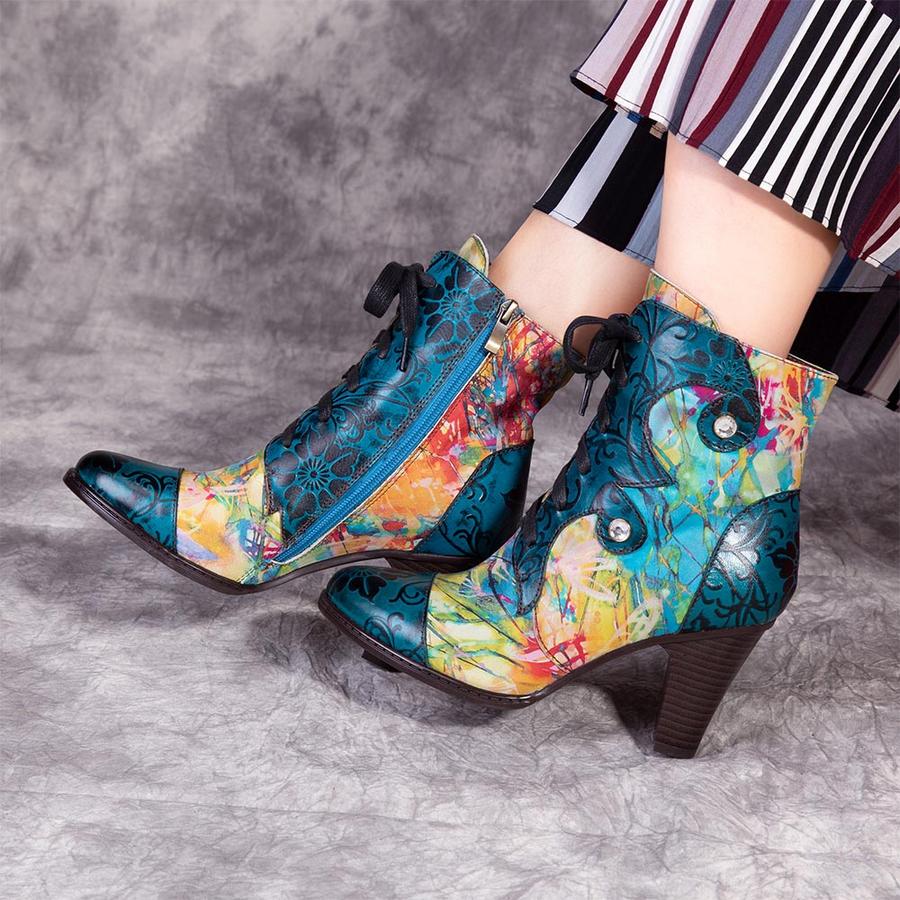 Retro Hand painted Leather Boots – product view 2