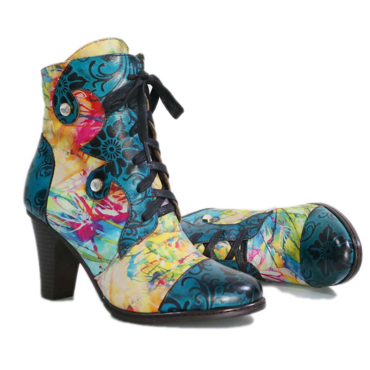 Retro Hand painted Leather Boots – product view 5