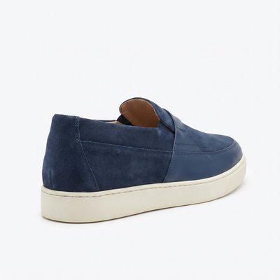 Johnny Famous Tribeca Men's Navy Suede & Leather Slip-On Sneakers | Retro Bally-Inspired