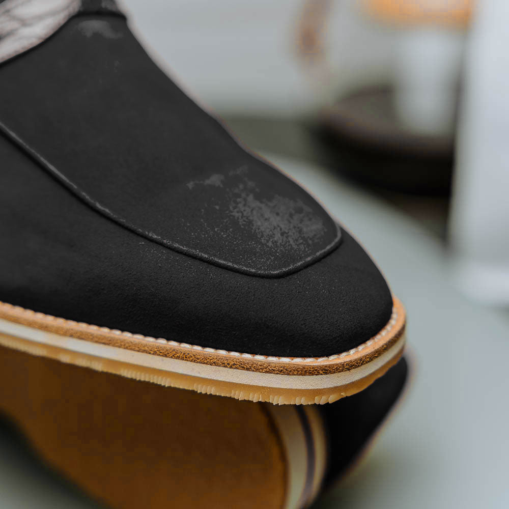Zelli Italia 11-020-BLK MEO 3 Sueded Goatskin Penny Loafer, Black View 13