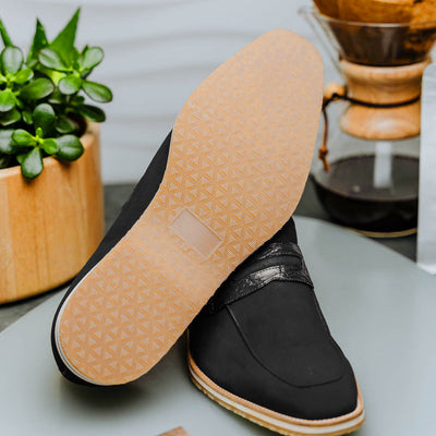 Zelli Italia 11-020-BLK MEO 3 Sueded Goatskin Penny Loafer, Black View 16