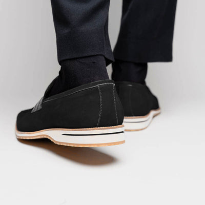 Zelli Italia 11-020-BLK MEO 3 Sueded Goatskin Penny Loafer, Black View 9