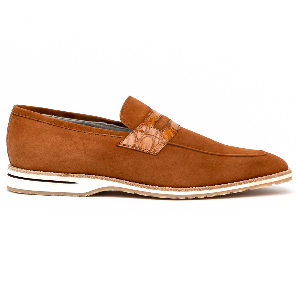 Zelli Italia 11-020-CGN MEO 3 Sueded Goatskin Penny Loafer, Cognac Front View