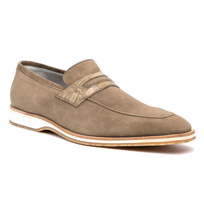 Zelli Italia 11-020-TPE MEO 3 Sueded Goatskin Penny Loafer, Taupe Side View