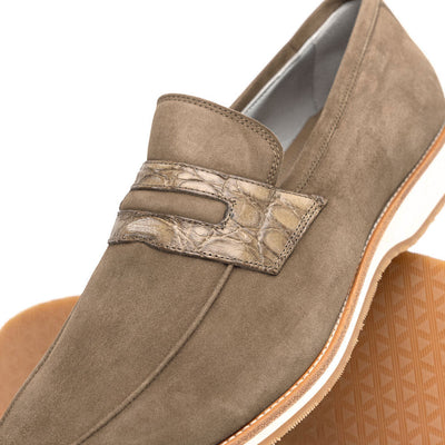 Zelli Italia 11-020-TPE MEO 3 Sueded Goatskin Penny Loafer, Taupe Back View