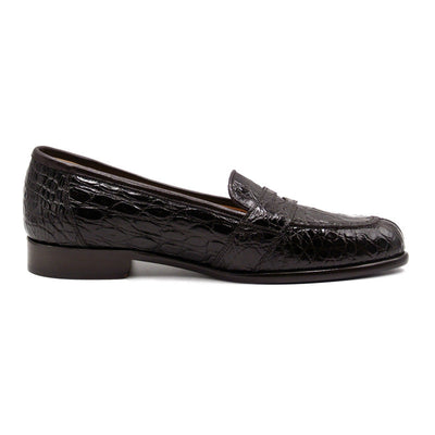 Zelli Italia 11-119-NIC TUSCANY Crocodile Penny Loafer, Nicotine Side View