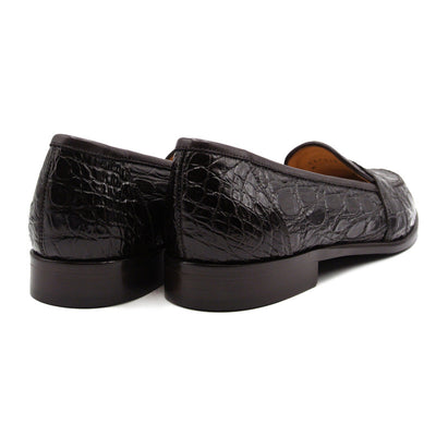 Zelli Italia 11-119-NIC TUSCANY Crocodile Penny Loafer, Nicotine Angled View