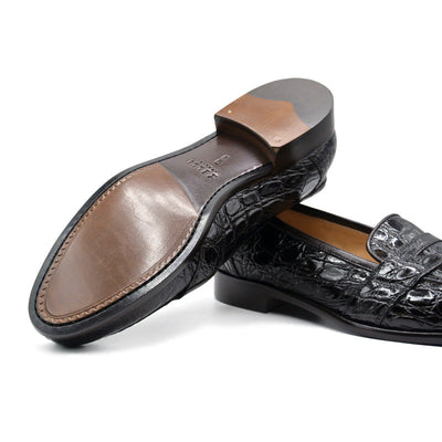 Zelli Italia 11-119-NIC TUSCANY Crocodile Penny Loafer, Nicotine Detail View