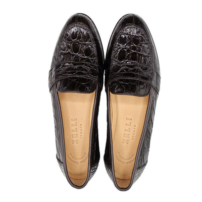 Zelli Italia 11-119-NIC TUSCANY Crocodile Penny Loafer, Nicotine Top View