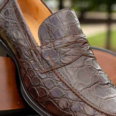 Zelli Italia 11-201-CGM ROMA Crocodile Penny Loafer, Cognac View 9