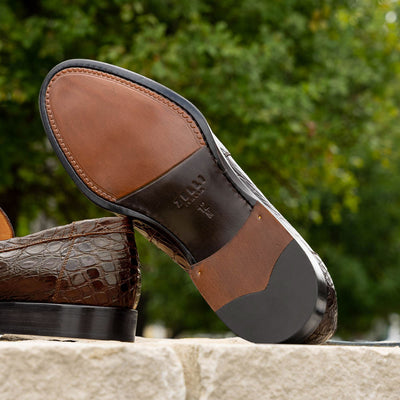 Zelli Italia 11-201-CGM ROMA Crocodile Penny Loafer, Cognac View 10