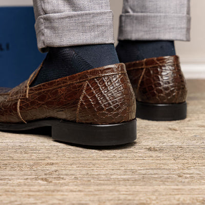 Zelli Italia 11-201-CGM ROMA Crocodile Penny Loafer, Cognac View 15