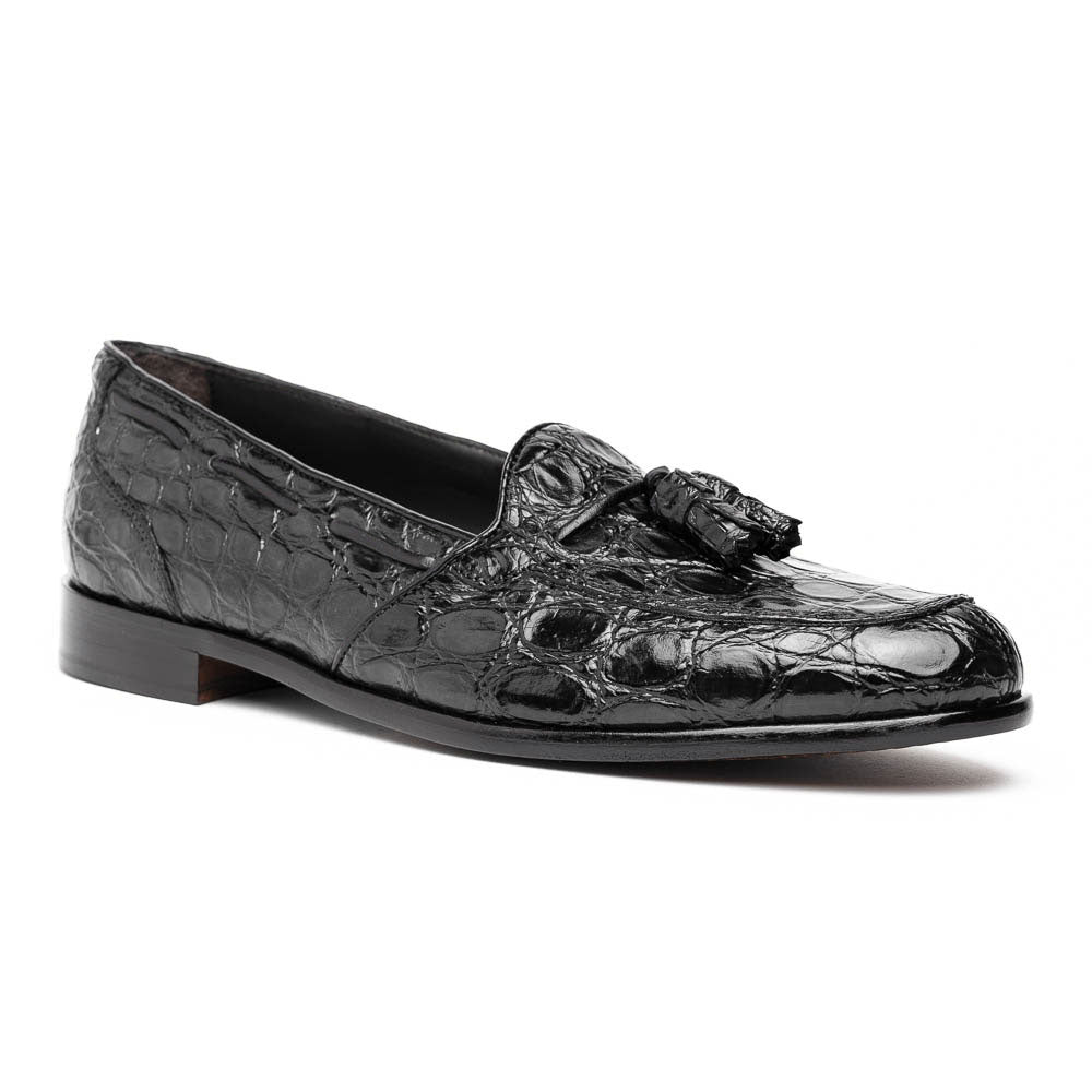 Zelli Italia 11-582-BLK FRANCO Crocodile Tassel Loafer, Black Side View