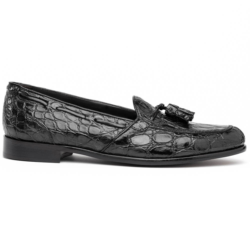 Zelli Italia 11-582-BLK FRANCO Crocodile Tassel Loafer, Black Front View