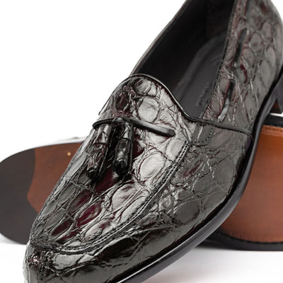 Zelli Italia 11-582-NIC FRANCO Crocodile Tassel Loafer, Nicotine Back View