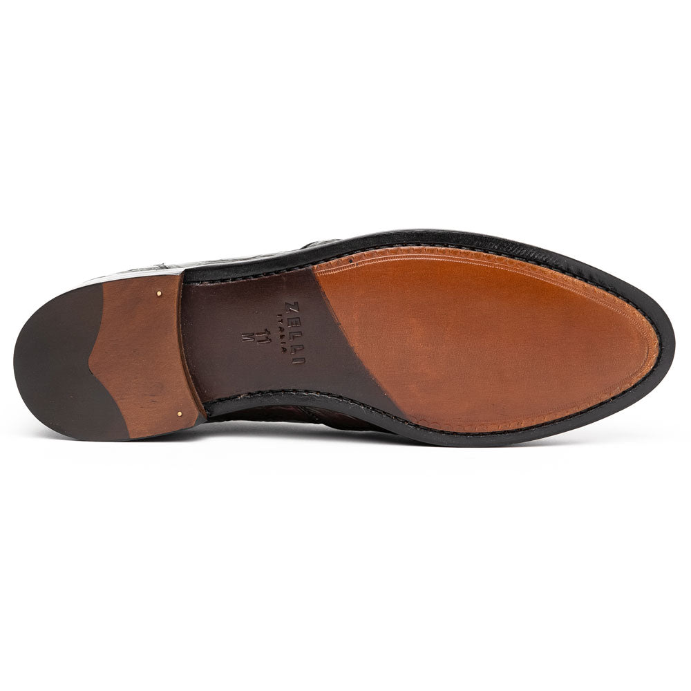 Zelli Italia 11-582-NIC FRANCO Crocodile Tassel Loafer, Nicotine Detail View