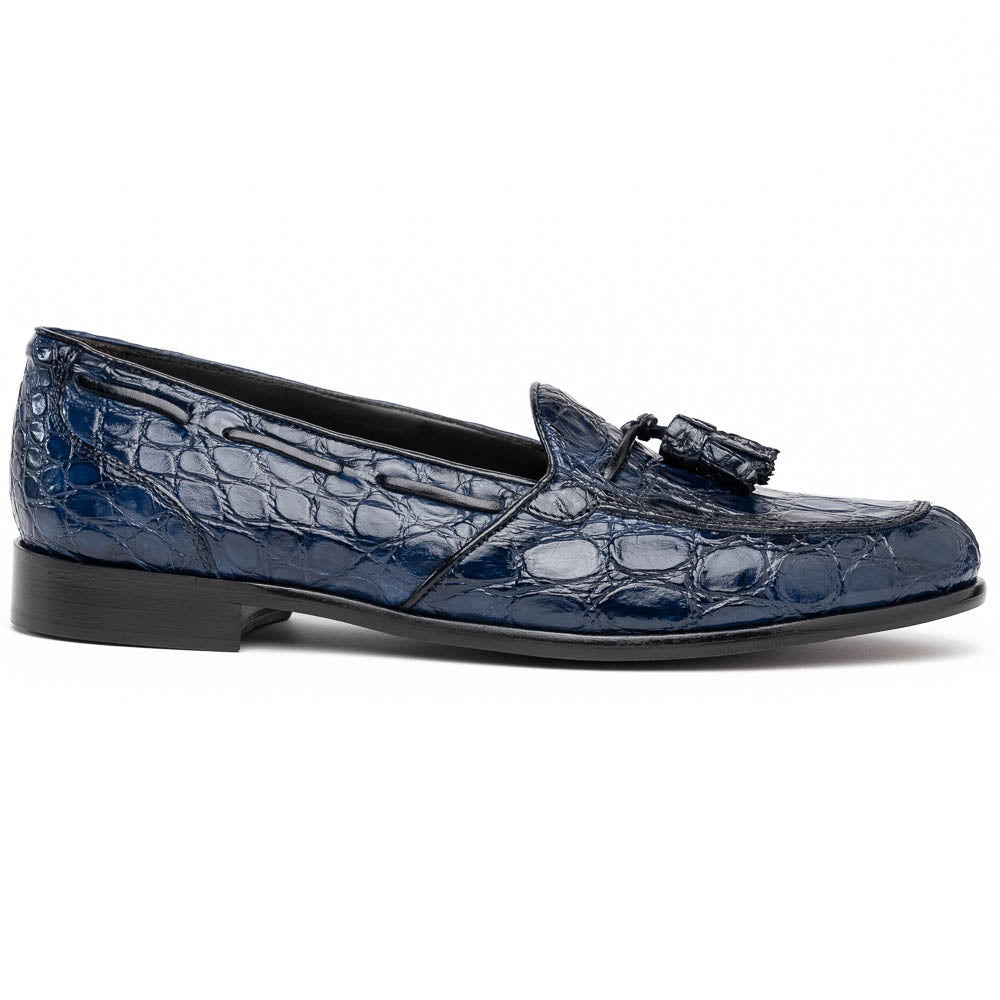 Zelli Italia 11-582-NVY FRANCO Crocodile Tassel Loafer, Navy Front View