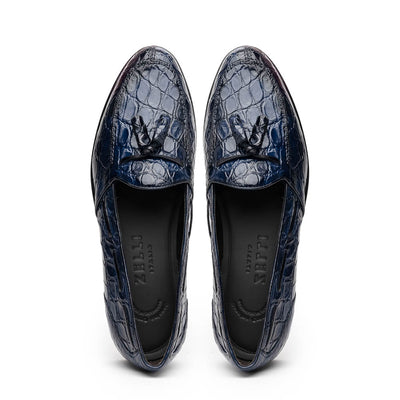 Zelli Italia 11-582-NVY FRANCO Crocodile Tassel Loafer, Navy Detail View