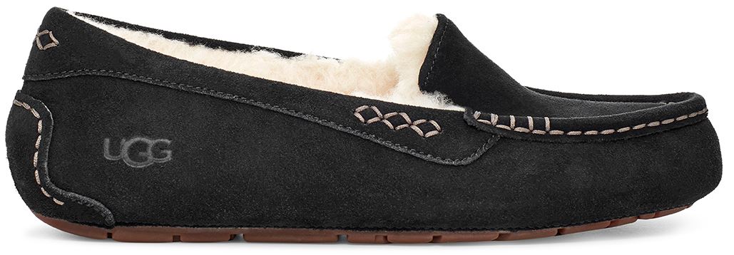 UGG Ansley Wide Womens Slippers — Black Suede
