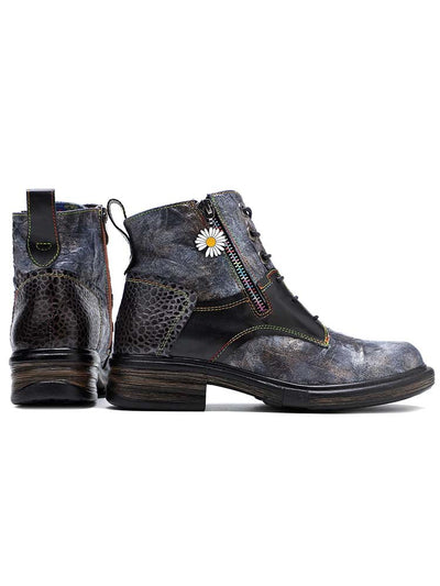 Genuine Leather Vintage Ankle Boots