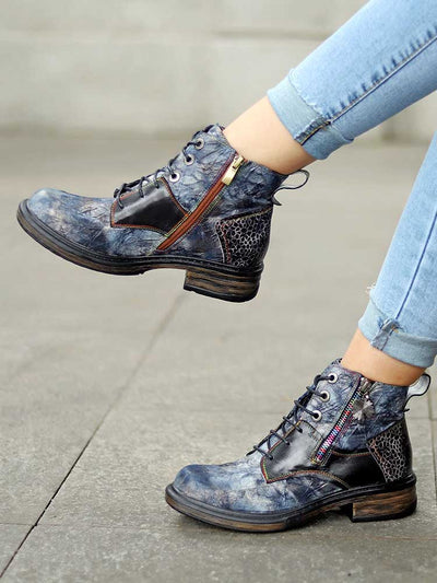 Genuine Leather Vintage Ankle Boots