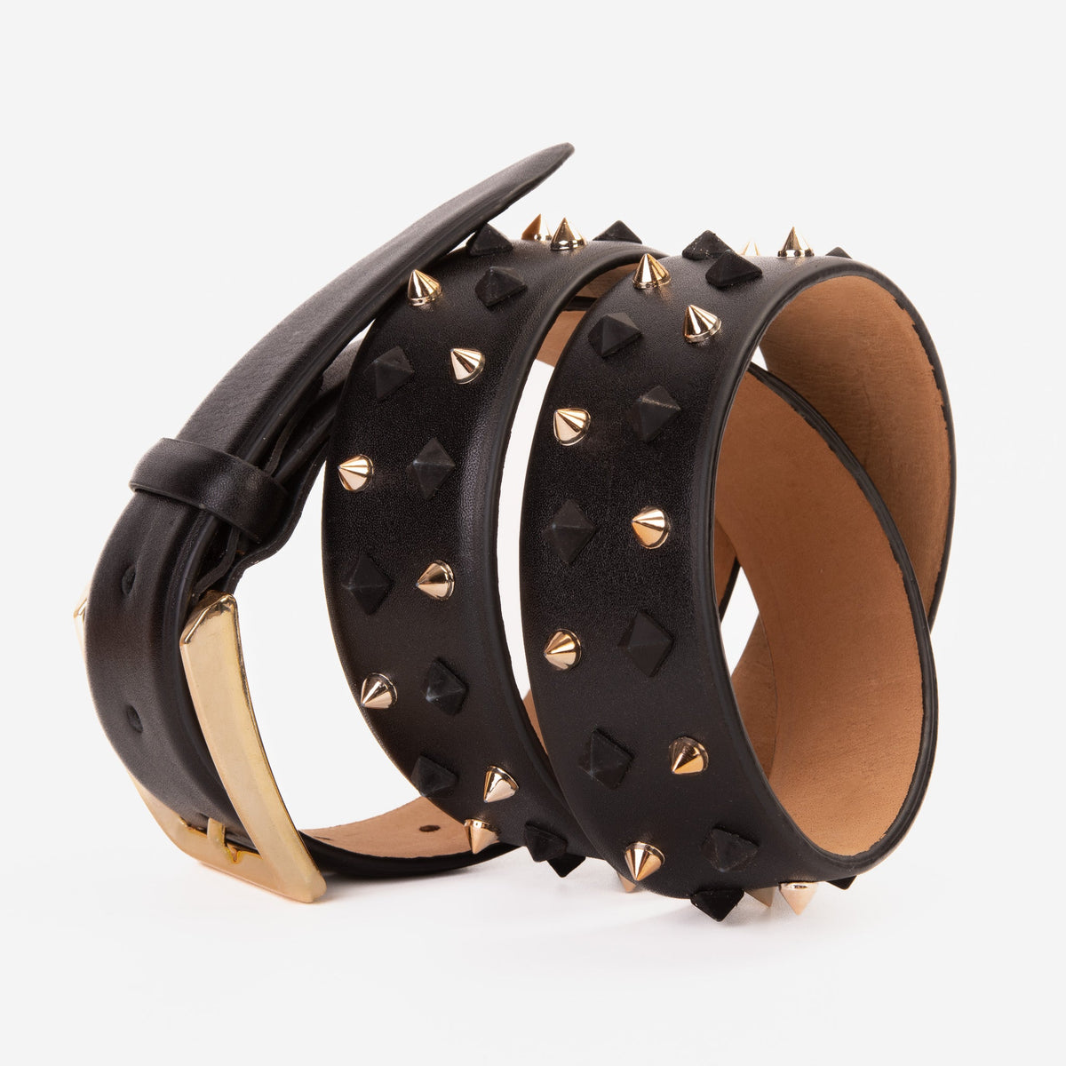 Vinci Leather The Infanta Black Spike Leather Belt – product view 5