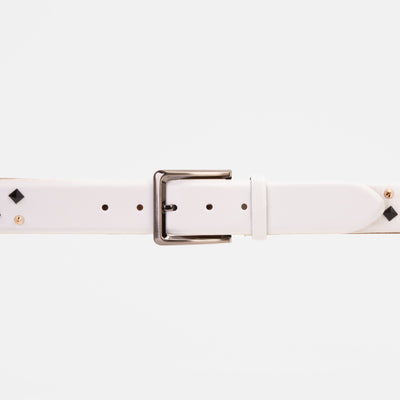 The Infanta White Spike Leather Belt