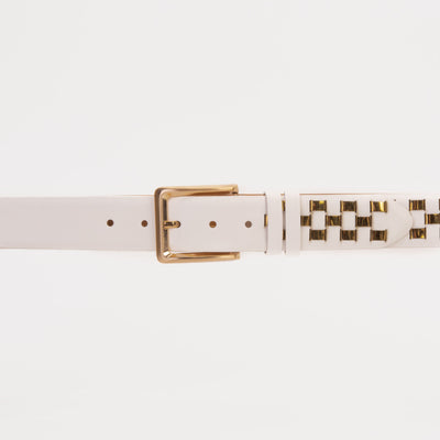 Vinci Leather The Mackenzie White & Gold Woven Leather Belt – product view 2