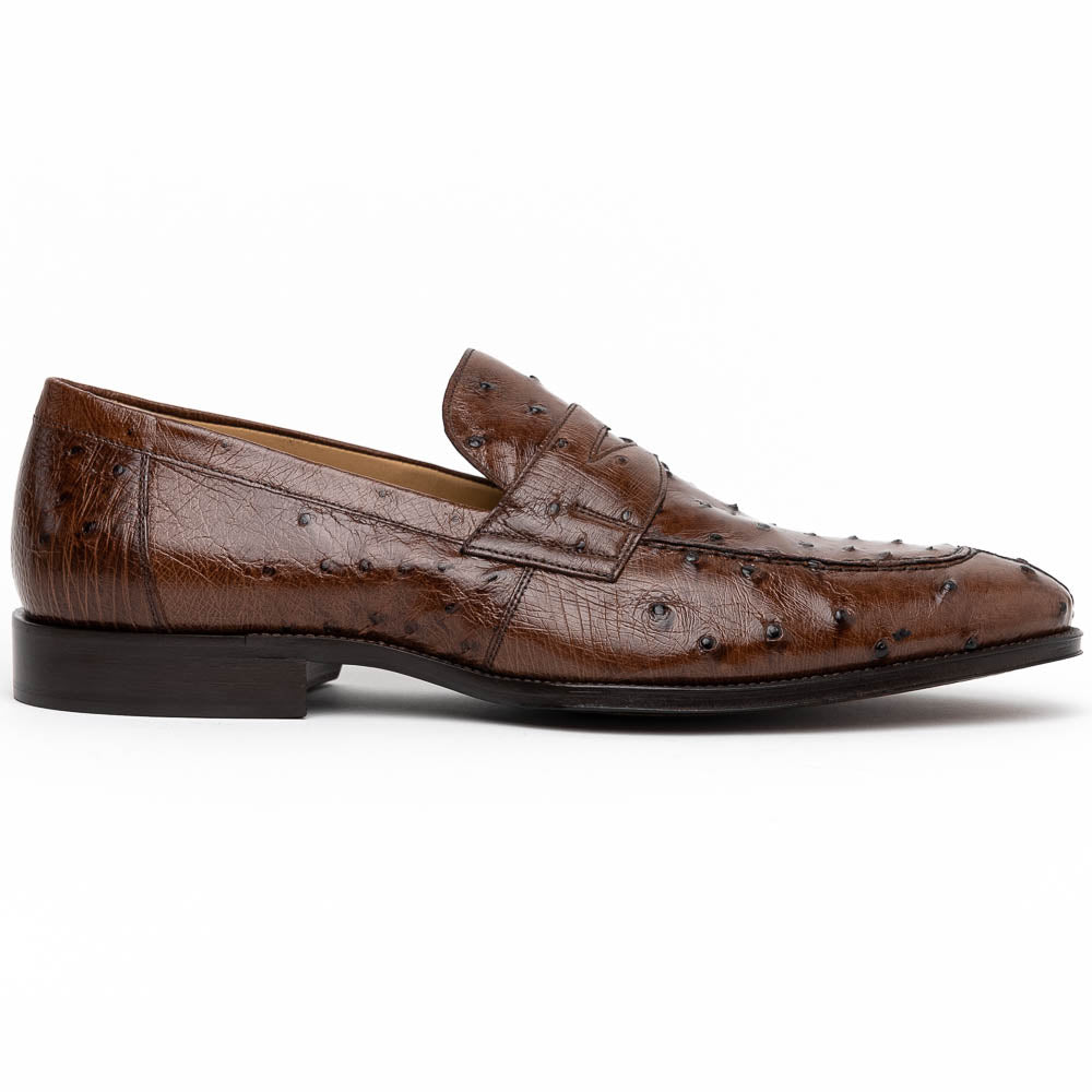 Zelli Italia 13-500-BRN ROMA Ostrich Quill Penny Loafer, Brown Front View
