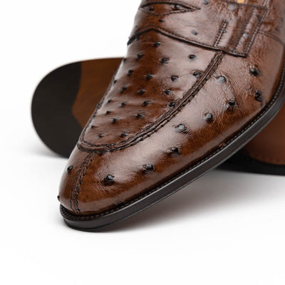 Zelli Italia 13-500-BRN ROMA Ostrich Quill Penny Loafer, Brown Detail View