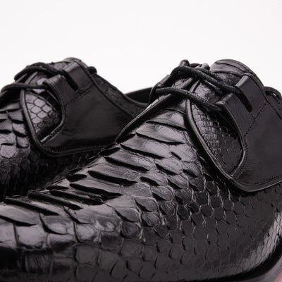 The Valmont Black Python Leather Derby Men Shoe
