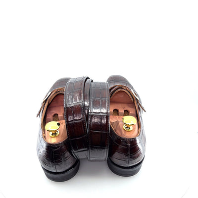 Maurice Raleigh Alligator Monkstrap Shoe - Brown