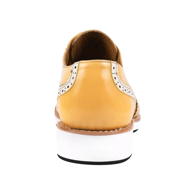 Liberty Zeno Roy men’s leather wingtip shoe in Yellow, straight rear view