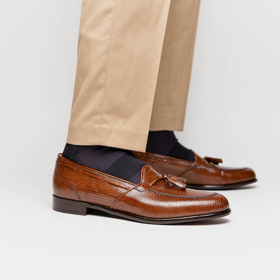 Zelli Italia 14-580-CGN FRANCO Teju Lizard Tassel Loafer, Cognac View 9