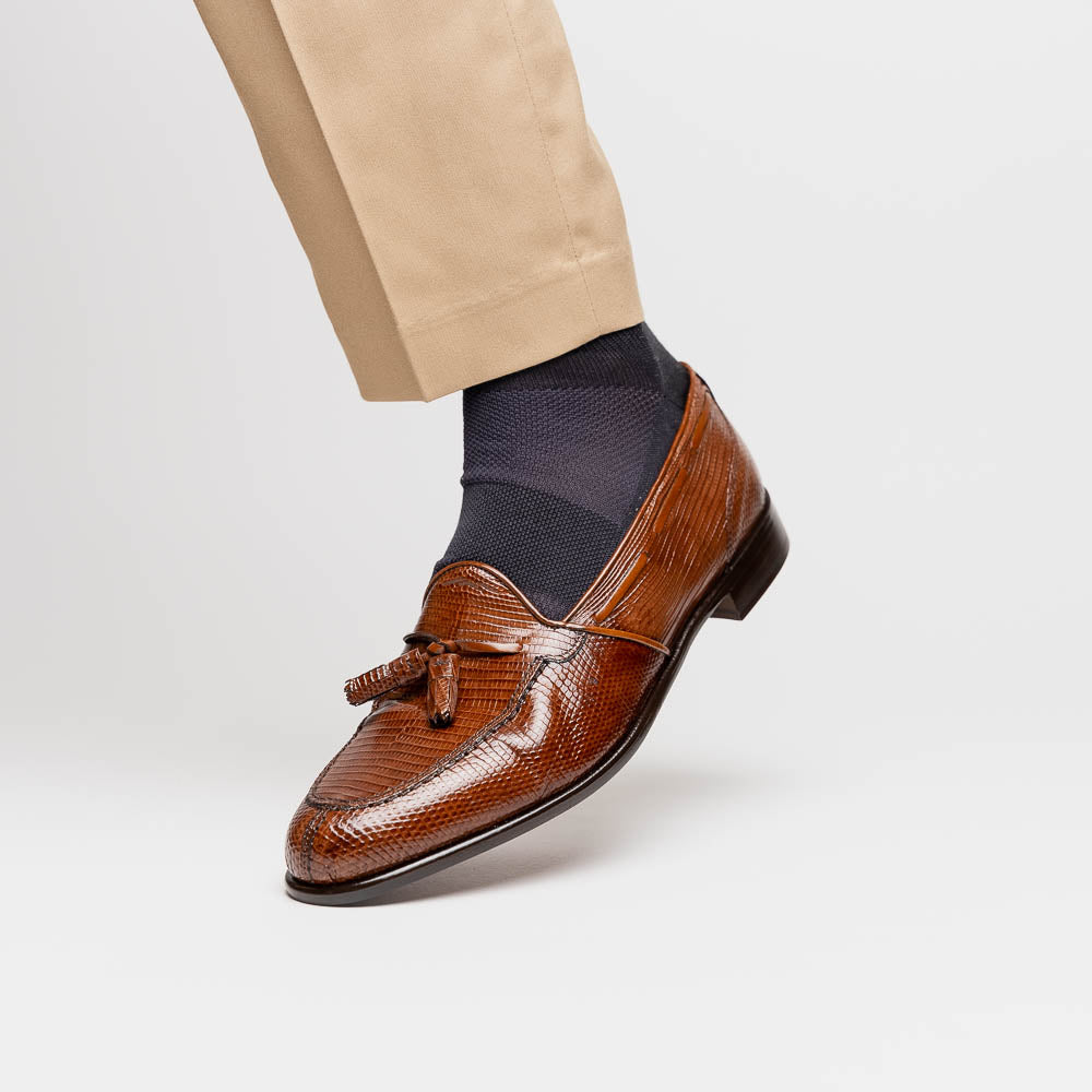 Zelli Italia 14-580-CGN FRANCO Teju Lizard Tassel Loafer, Cognac View 11