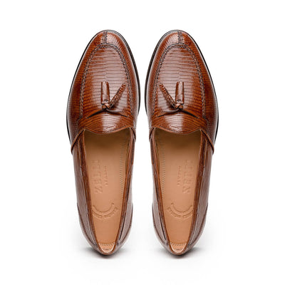 Zelli Italia 14-580-CGN FRANCO Teju Lizard Tassel Loafer, Cognac Detail View